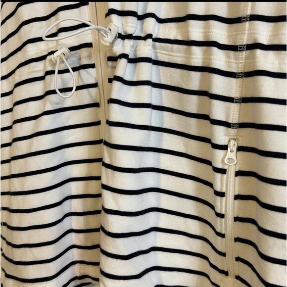 T by Talbots Women Full Zip Hooded Terry Cloth Size 2X Drawstring Black & White - Picture 5 of 7